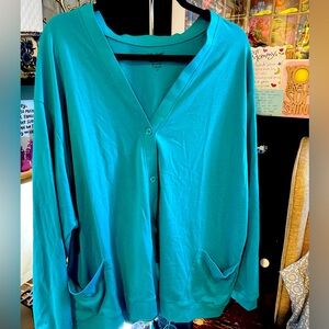 Teal blue cardigan, Vicky Wayne